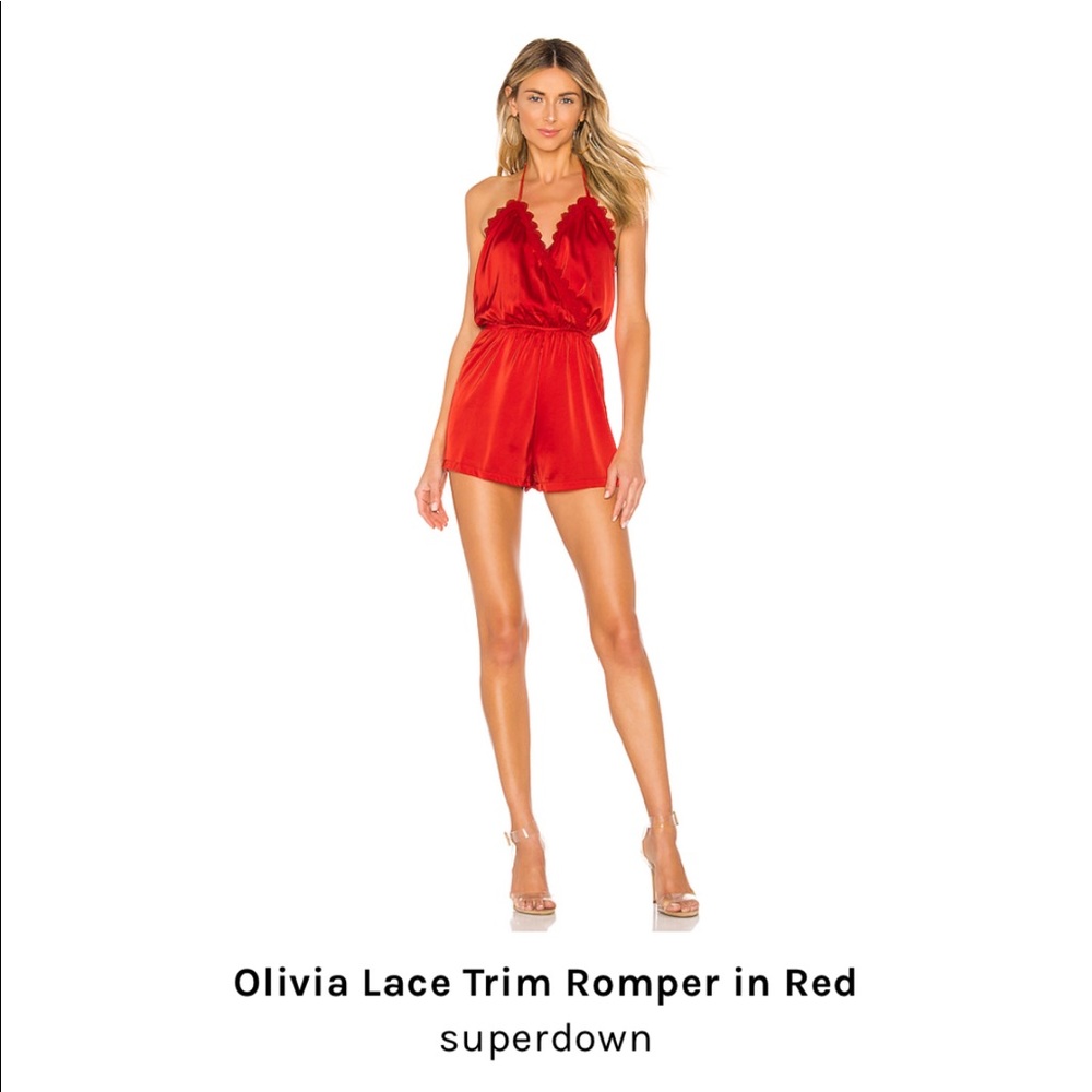 SUPERDOWN Olivia lace trim romper